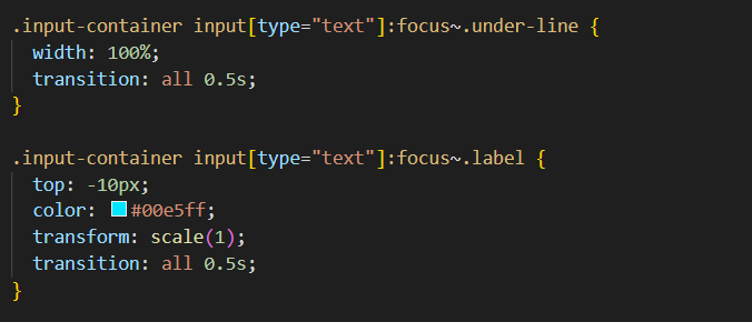 CSS styling for animated input field